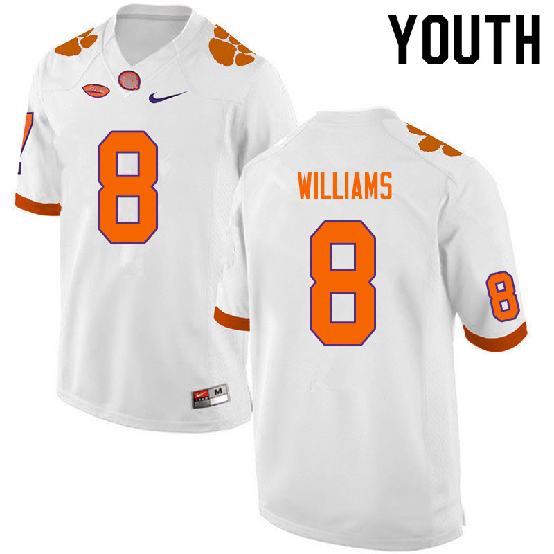 Youth #8 Tre Williams Clemson Tigers College Football Jerseys Sale-White